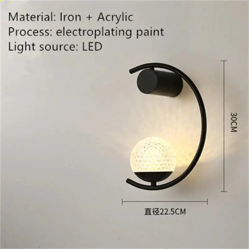 Modern gold luxury creative led bedside wall lamp bedroom sconce