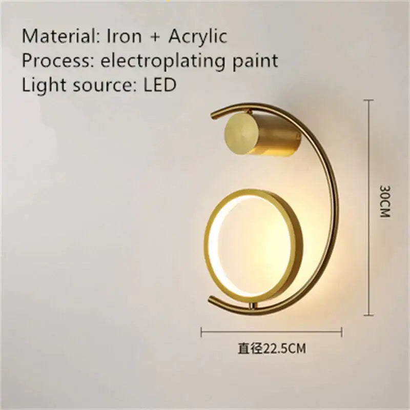 Modern gold luxury creative led bedside wall lamp bedroom sconce