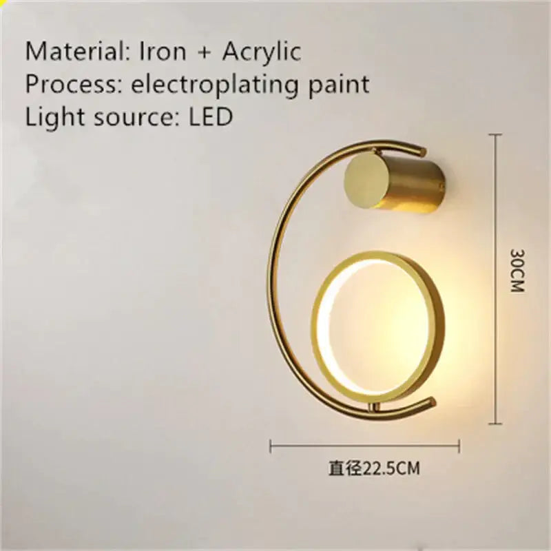 Modern gold luxury creative led bedside wall lamp bedroom sconce
