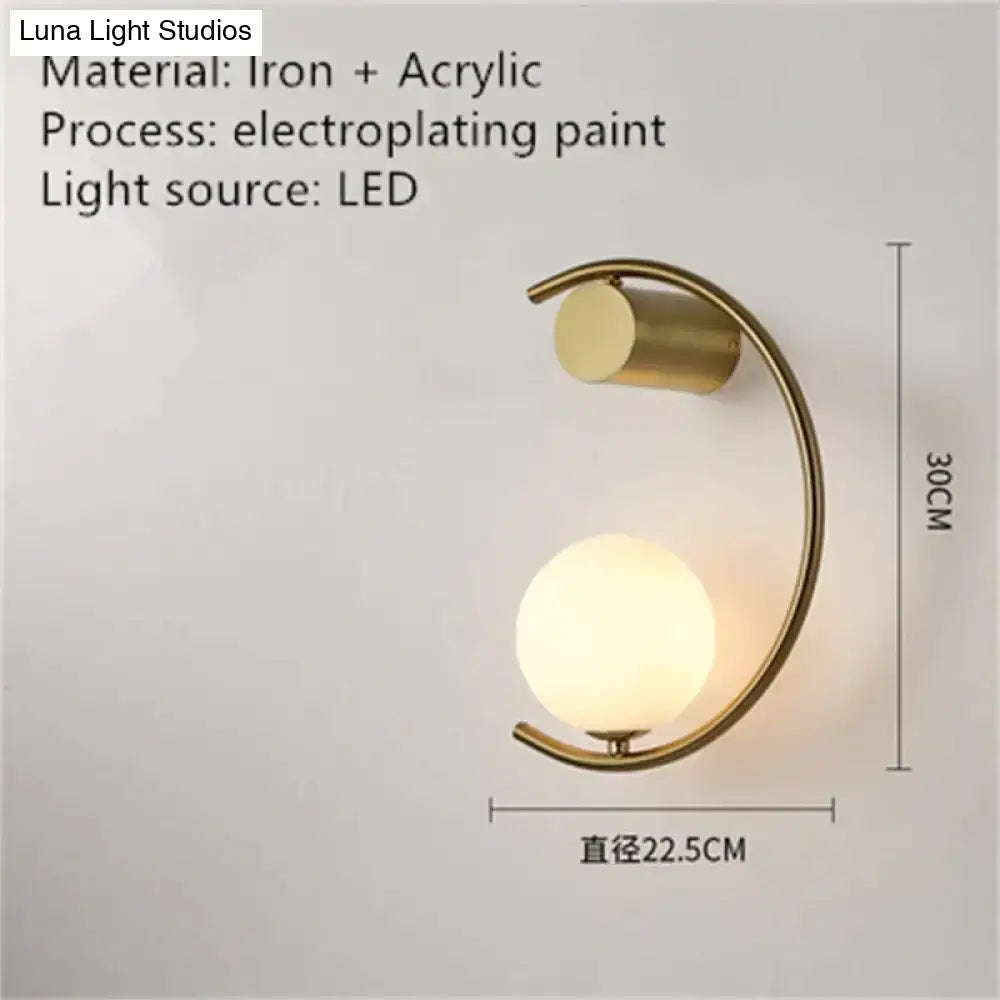 Modern gold luxury creative led bedside wall lamp bedroom sconce