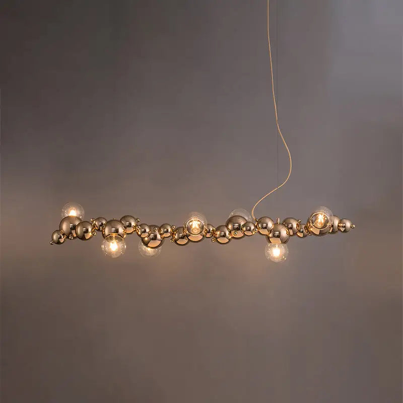 Modern gold metal arched ceiling light for dining room with 6 bulbs