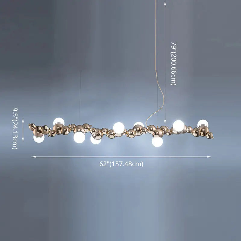 Modern gold metal arched ceiling light for dining room with 6 bulbs