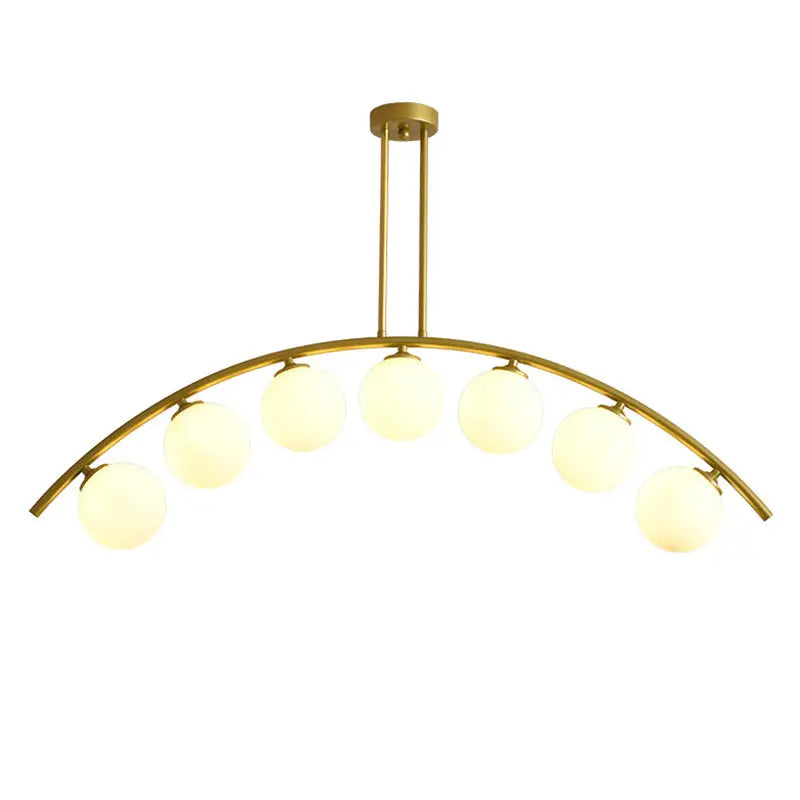Modern gold metal arched ceiling light for dining room with 6 bulbs