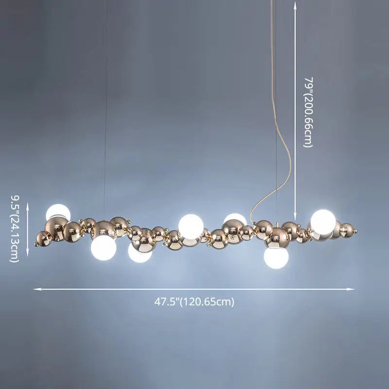 Modern gold metal arched ceiling light for dining room with 6 bulbs
