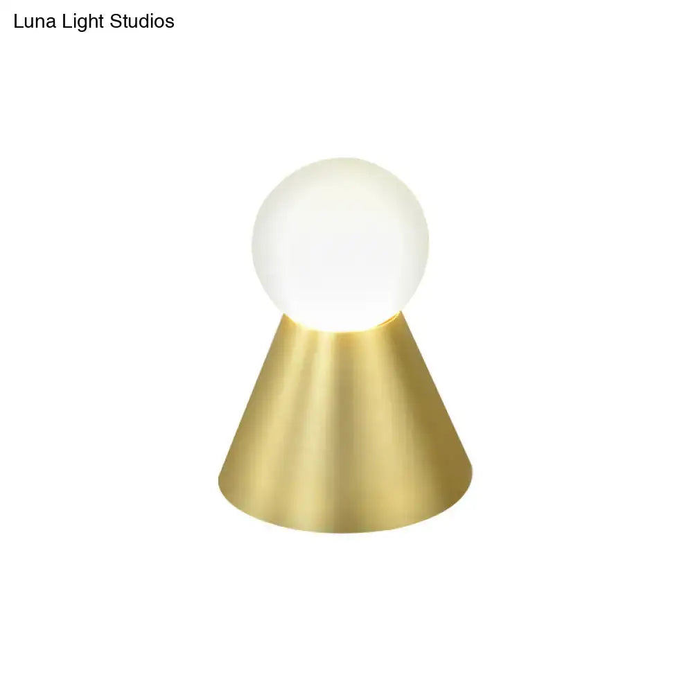 Modern gold metal conical sconce wall light bedroom frosted globe