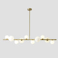 Modern gold metal glass globe chandelier with frosted bulbs and adjustable chain cord length for dining table lighting