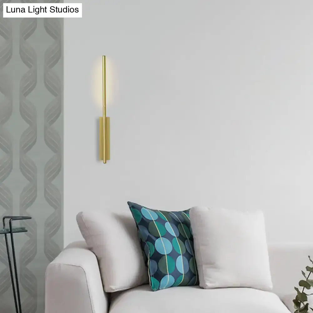 Modern gold metal linear wall light bedroom sconce