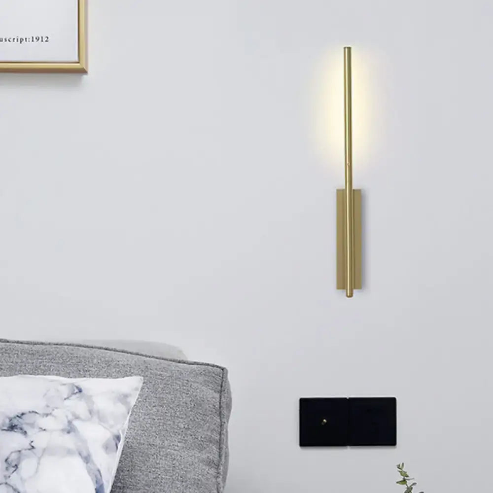 Modern gold metal linear wall light bedroom sconce