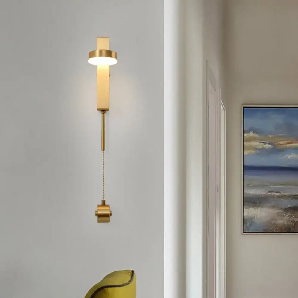 Modern gold metal wall sconce bedroom warm white light