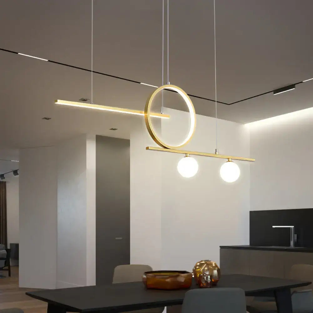 Modern gold minimalist globe acrylic shade hanging light dining room
