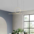 DecorBites minimalist led pendant light with sleek gold halo ring and horizontal bar for dining room illumination