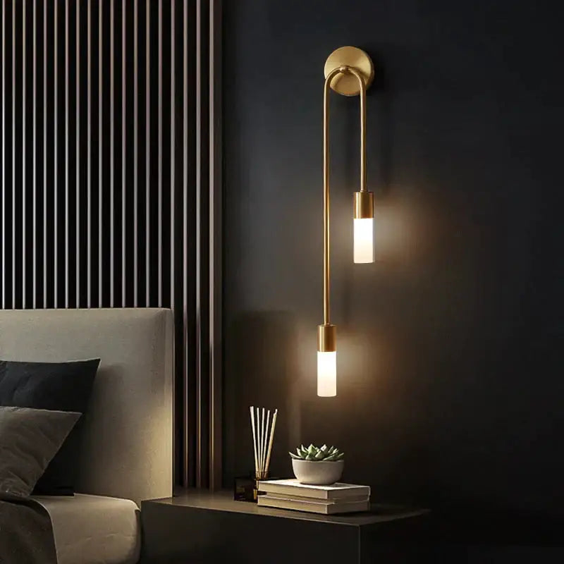 Modern gold minimalist led wall lamp bedroom vertical sconce