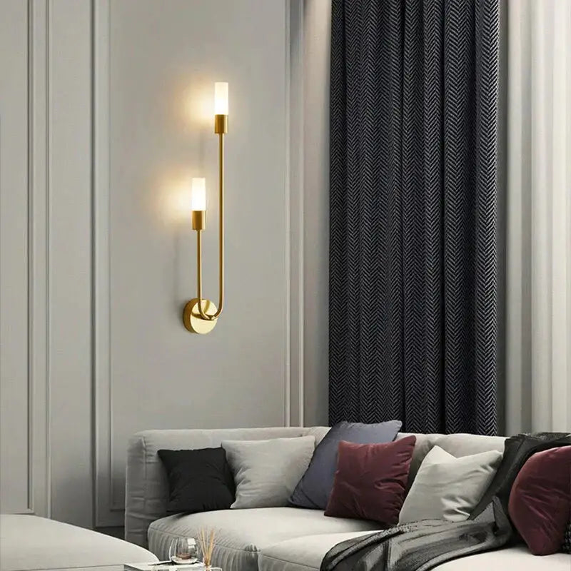 Modern gold minimalist led wall lamp bedroom vertical sconce