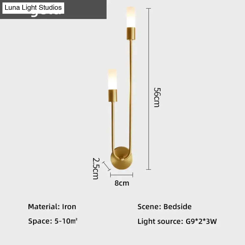 Modern gold minimalist led wall lamp bedroom vertical sconce