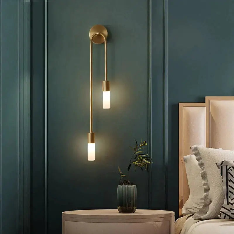Modern gold minimalist led wall lamp bedroom vertical sconce