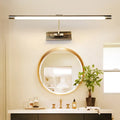 Modern gold minimalist metal sconce light with rectangular led design and sleek metallic finish for bathroom vanity