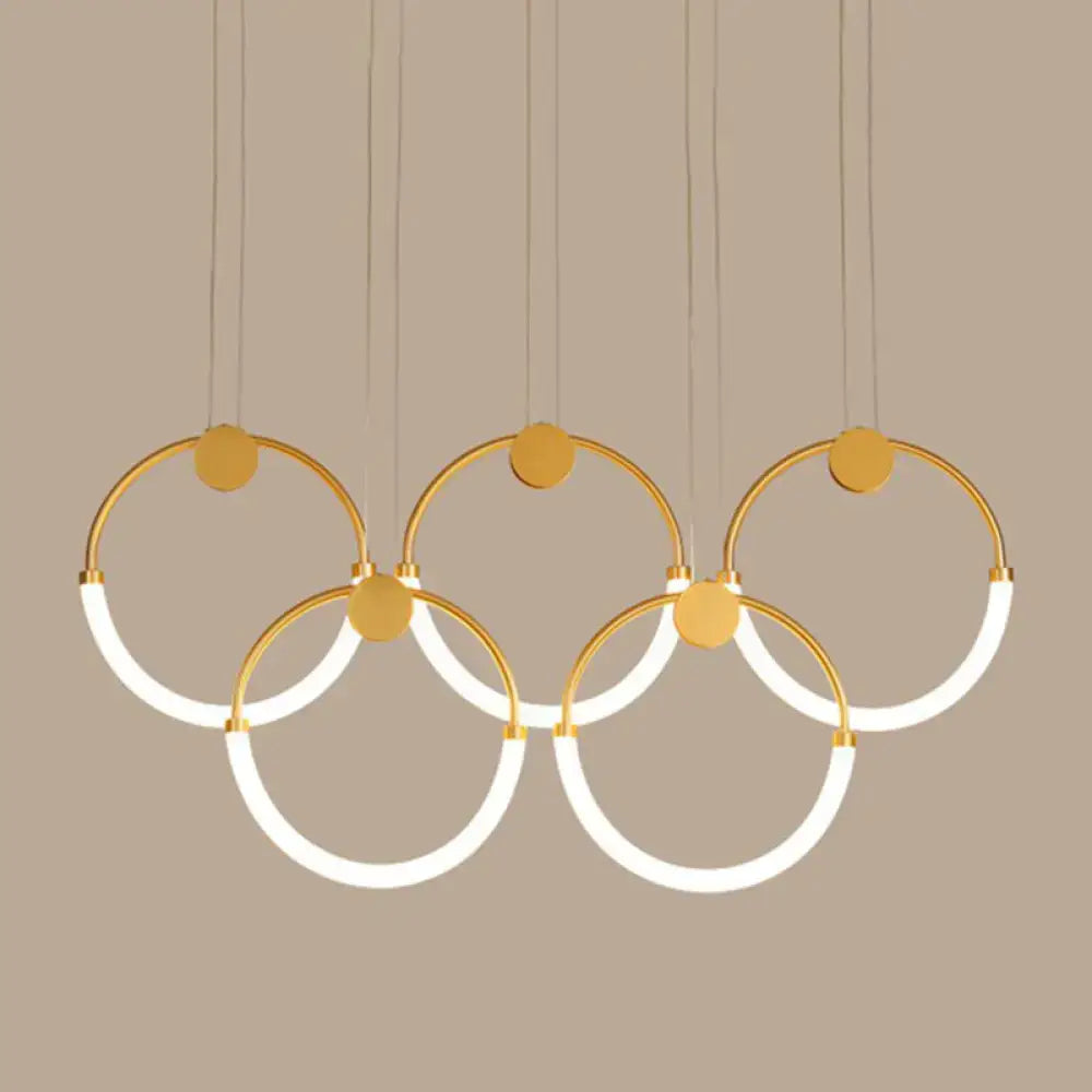 Modern gold minimalistic ring pendant light for living room