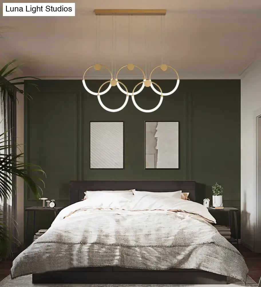 Modern gold minimalistic ring pendant light for living room