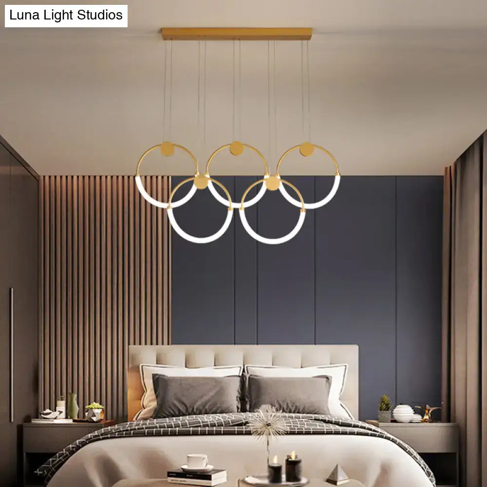 Modern gold minimalistic ring pendant light for living room