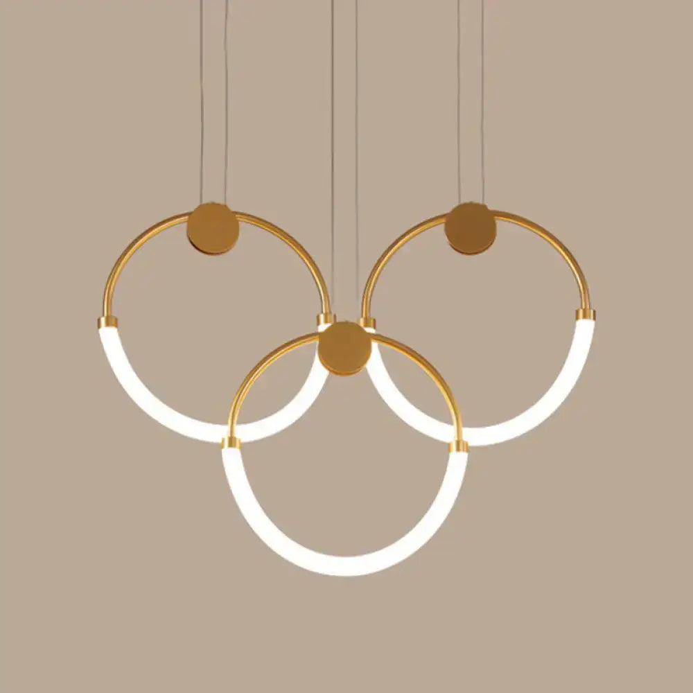 Modern gold minimalistic ring pendant light for living room