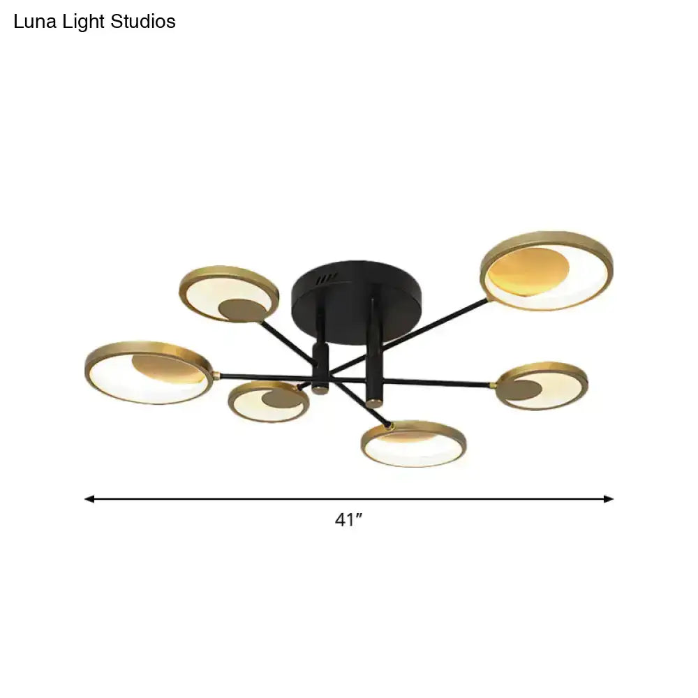 Modern gold molecule ceiling mount chandelier living room starburst light