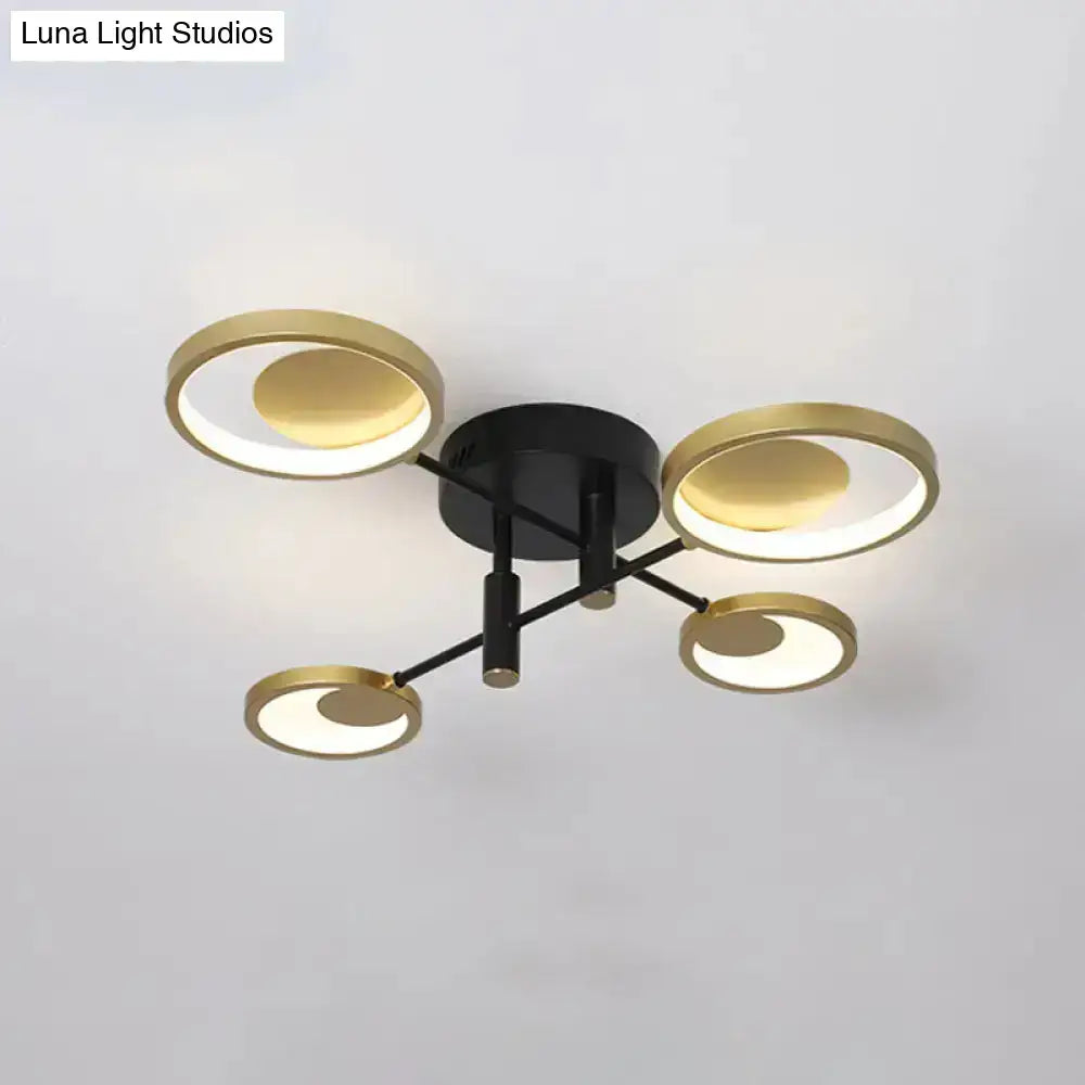 Modern gold molecule ceiling mount chandelier living room starburst light