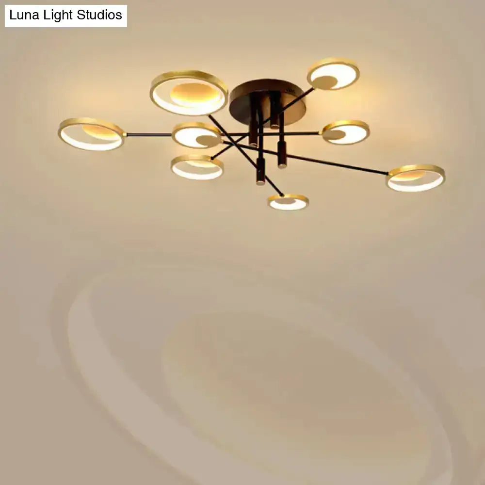 Modern gold molecule ceiling mount chandelier living room starburst light