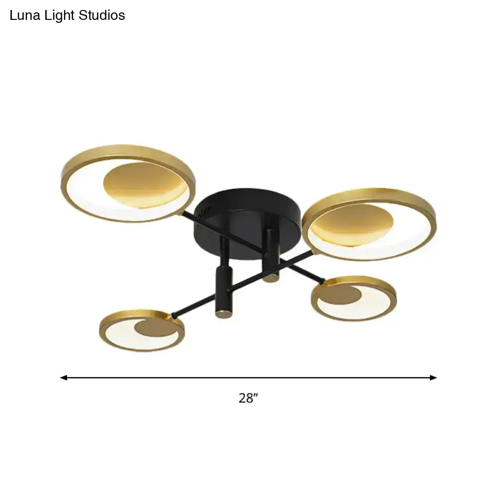 Modern gold molecule ceiling mount chandelier living room starburst light