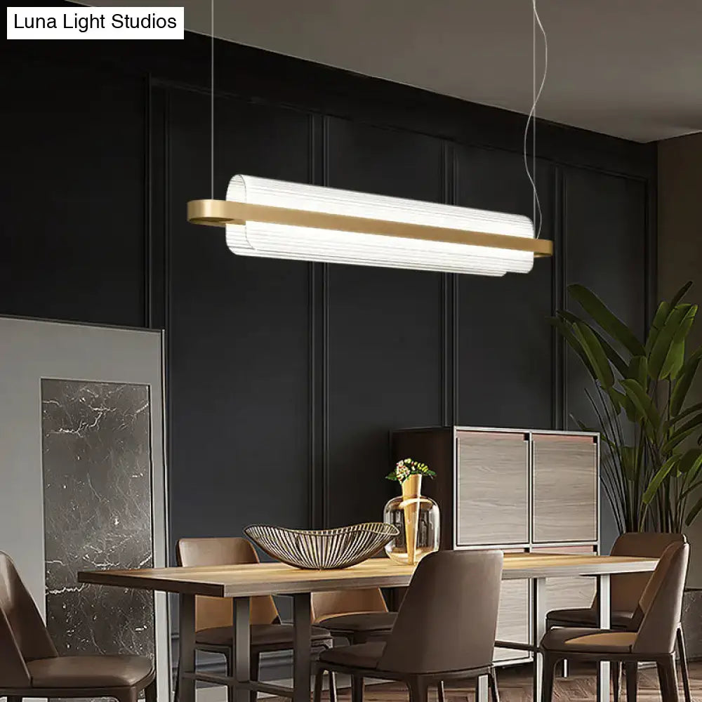 Modern gold nordic linear island lamp dining room led pendant