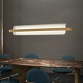 Modern gold-toned decorbites nordic linear island lamp with acrylic led ribbed diffuser for dining room lighting