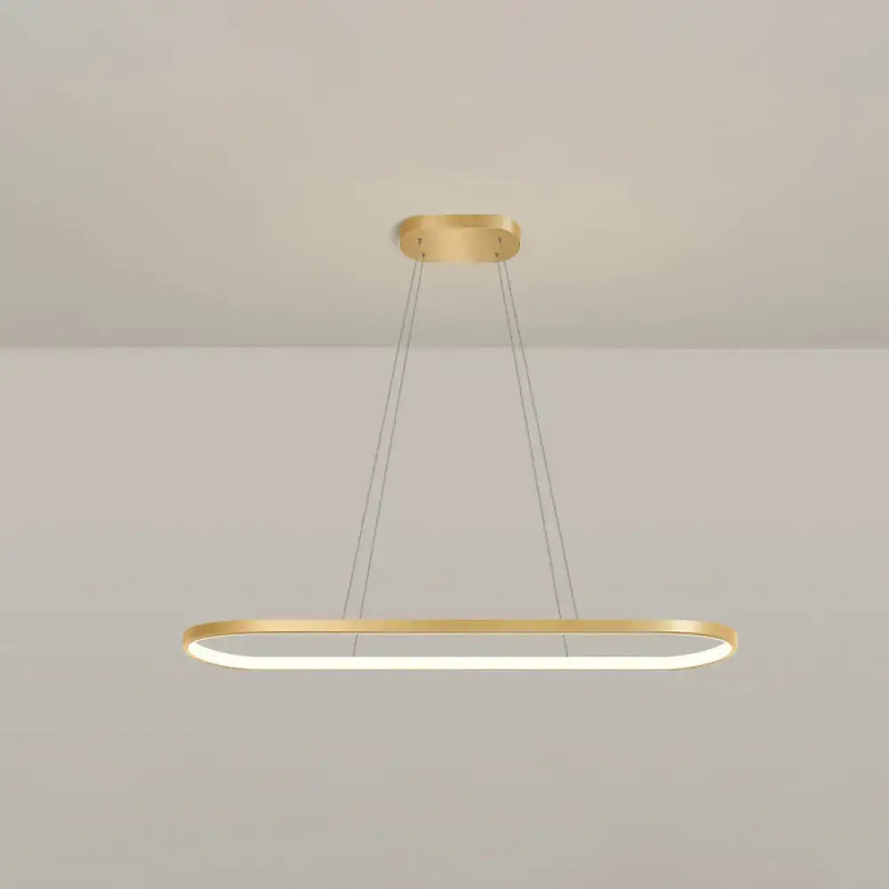 Modern gold oblong led pendant light fixture for dining room