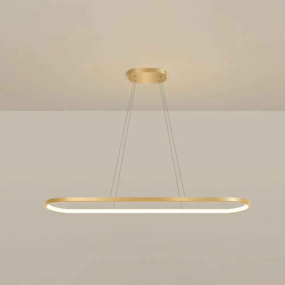 Modern gold oblong led pendant light fixture for dining room