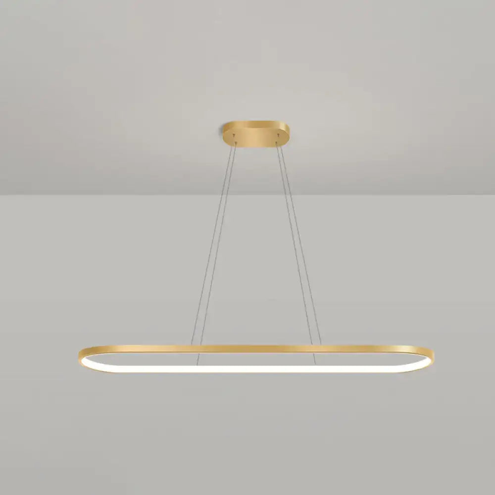 Modern gold oblong led pendant light fixture for dining room