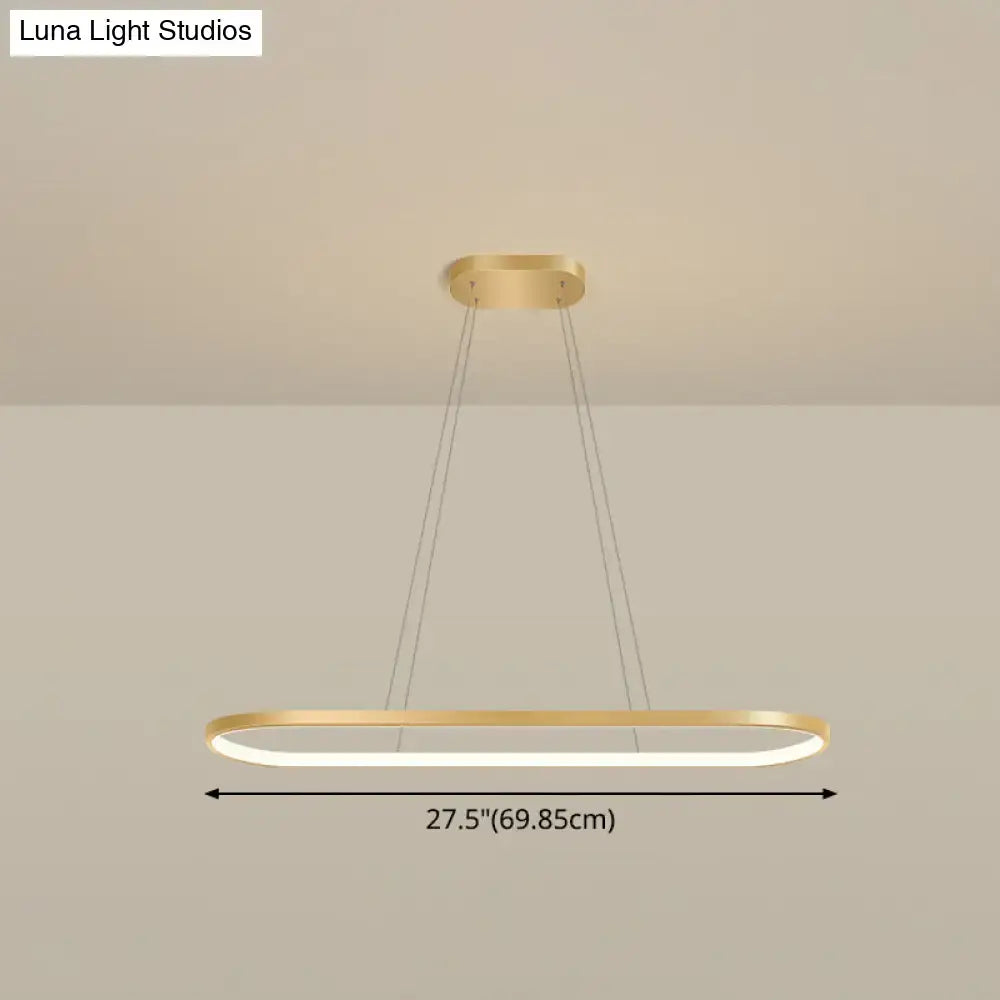Modern gold oblong led pendant light fixture for dining room