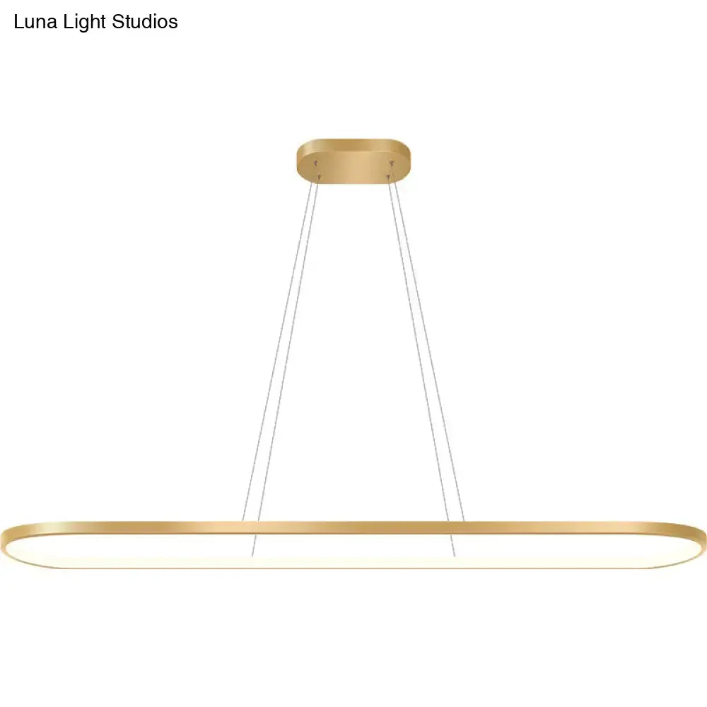 Modern gold oblong led pendant light fixture for dining room