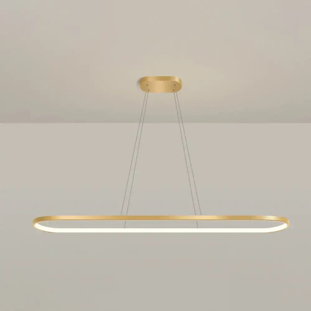 Modern gold oblong led pendant light fixture for dining room
