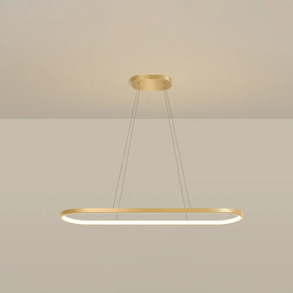 Modern gold oblong led pendant light fixture for dining room