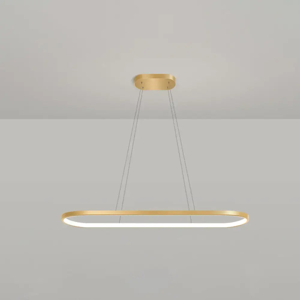 Modern gold oblong led pendant light fixture for dining room