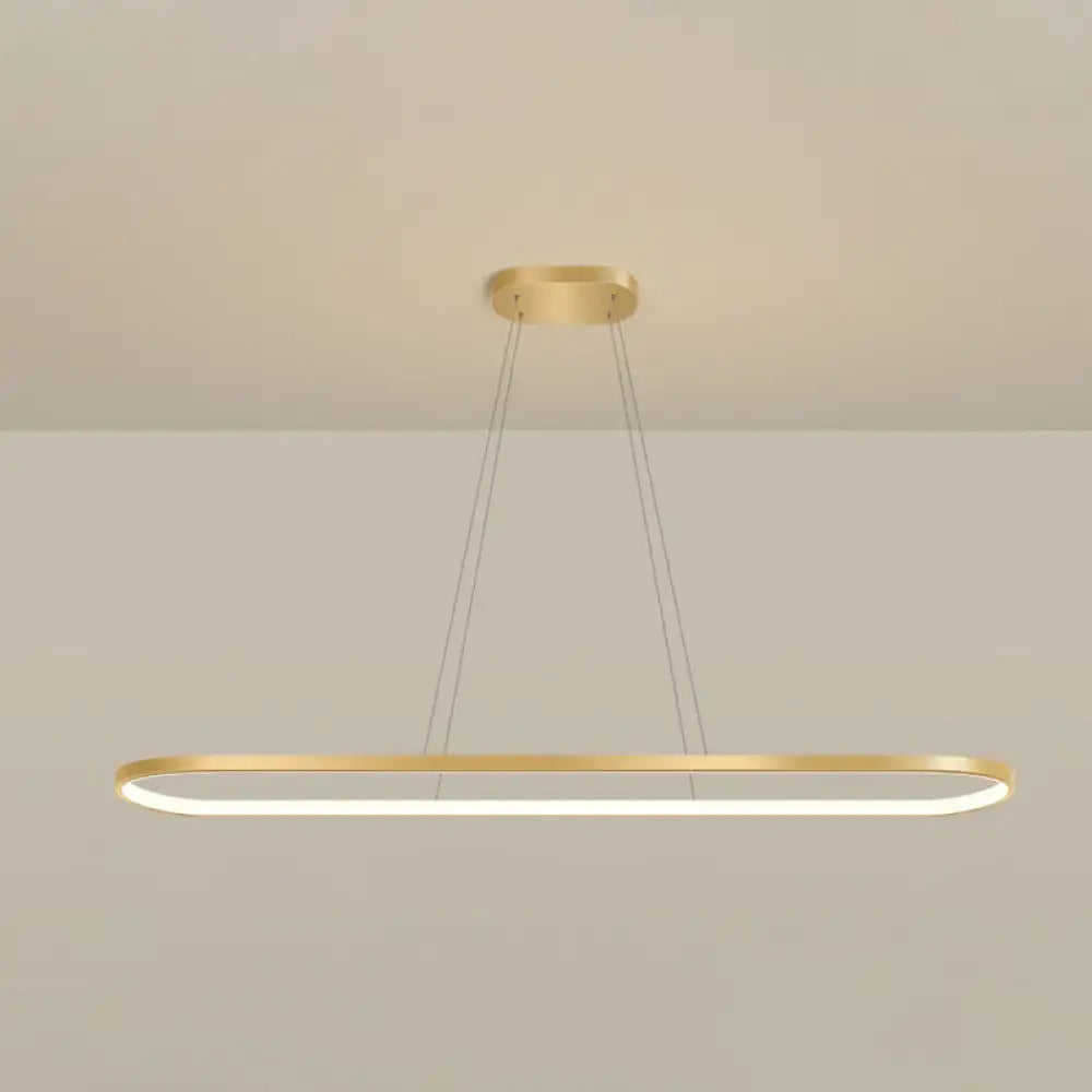 Modern gold oblong led pendant light fixture for dining room