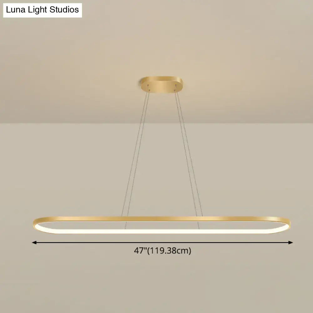 Modern gold oblong led pendant light fixture for dining room
