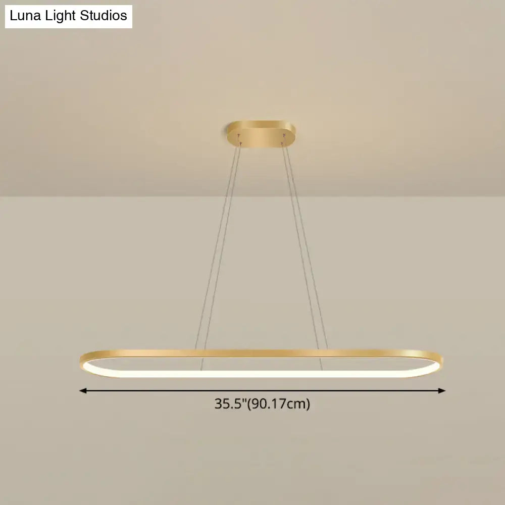 Modern gold oblong led pendant light fixture for dining room