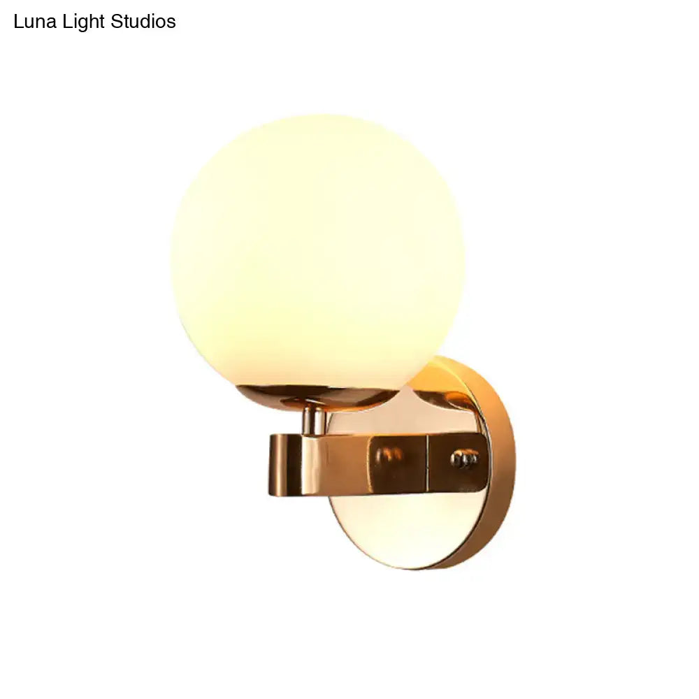 Modern gold opal glass ball wall light – living room sconce