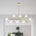 Modern gold opal glass linear ceiling pendant dining room fixture