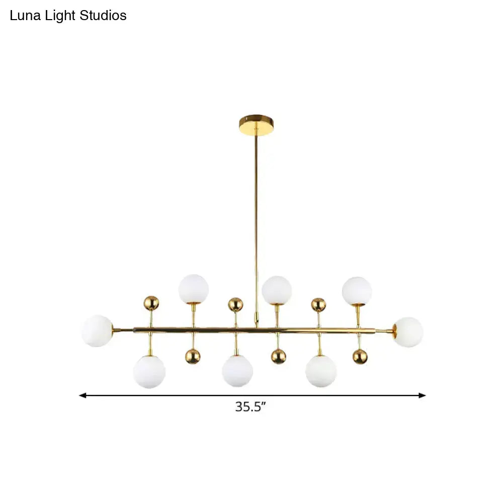 Modern gold opal glass linear ceiling pendant dining room fixture