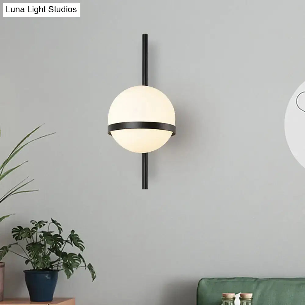 Modern gold opal glass orb wall sconce – living room light