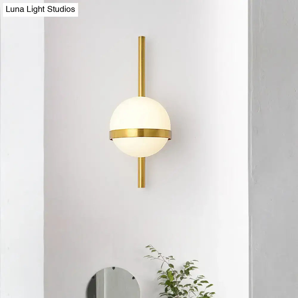 Modern gold opal glass orb wall sconce – living room light