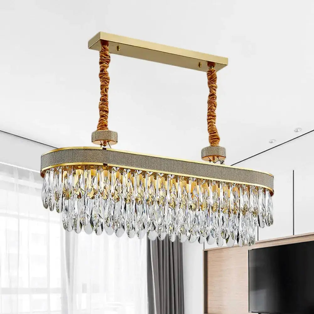 Modern gold oval clear crystal led island chandelier dining room