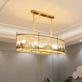 Modern gold oval crystal rod chandelier dining room mountain design
