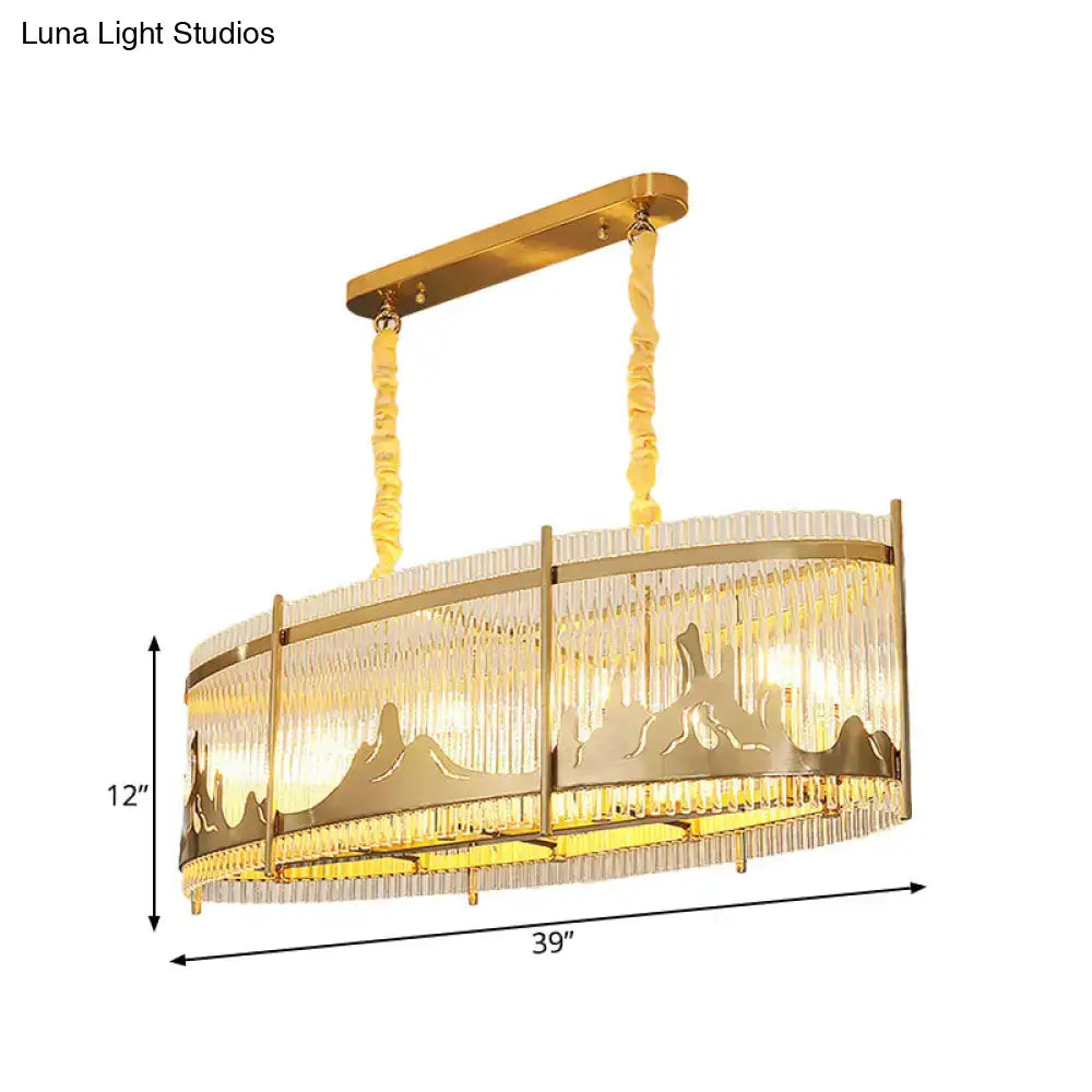 Modern gold oval crystal rod chandelier dining room mountain design