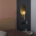 Modern gold oval metal wall sconce bedroom speckled glass light